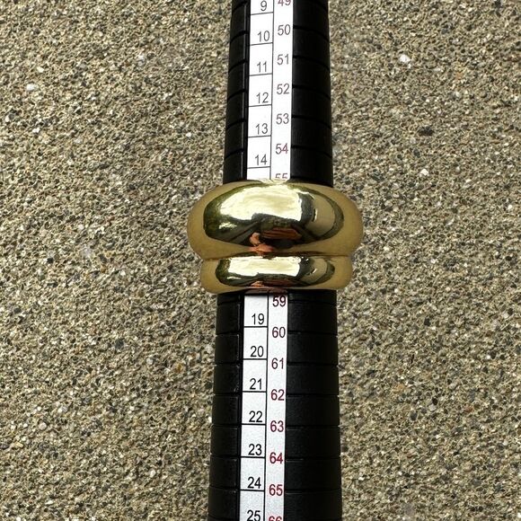 NEW Chunky 2 Double Dome Statement Ring 18K Yellow Gold Plated Size 8 - Picture 3 of 8